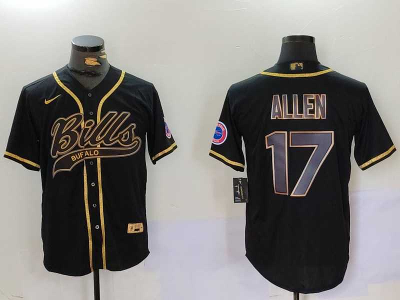 Mens Buffalo Bills #17 Josh Allen Black Cool Base Stitched Baseball Jerseys